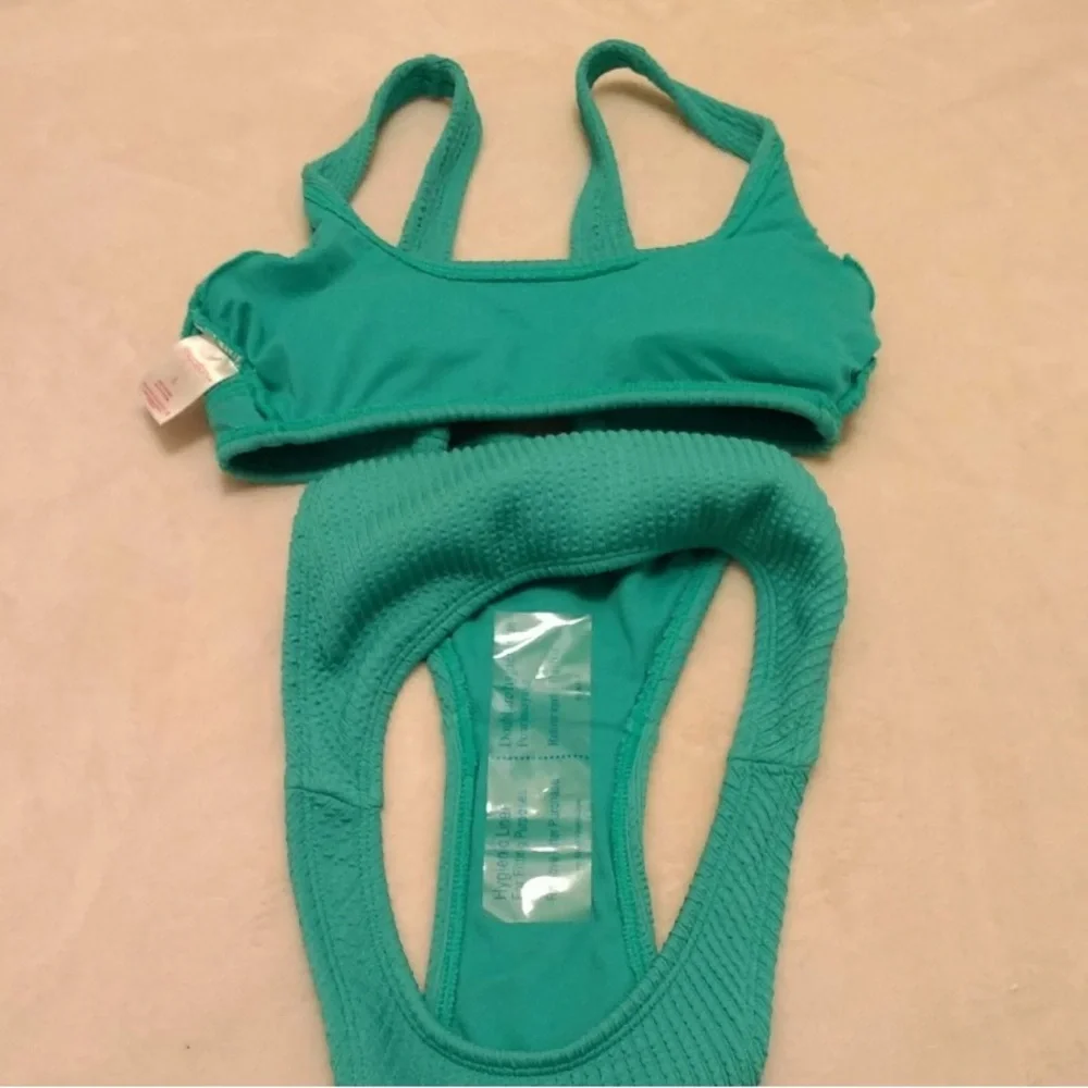 Xhilaration Mossy Green Ribbed Bikini Set